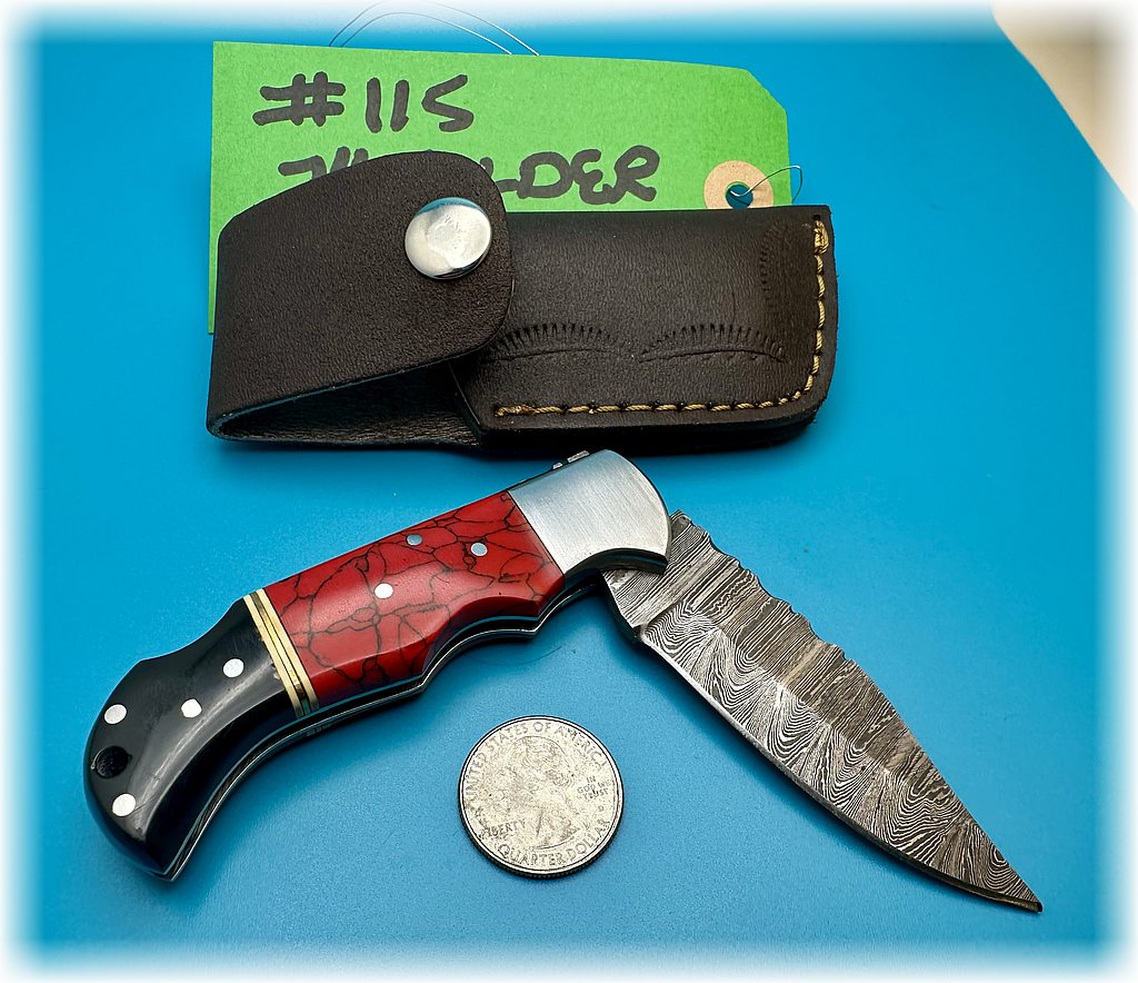 7" folding knife ($86) with red and black handle (#115) (free shipping)