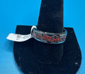 Turquois and red fire opal on stainless steel ring  and -$64-size 12.5-ships free (#603)