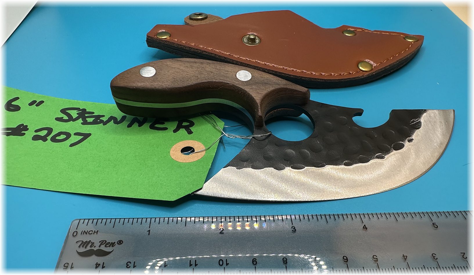 6" Skinner blade knife with premium leather holster -$30-free shipping (#207)