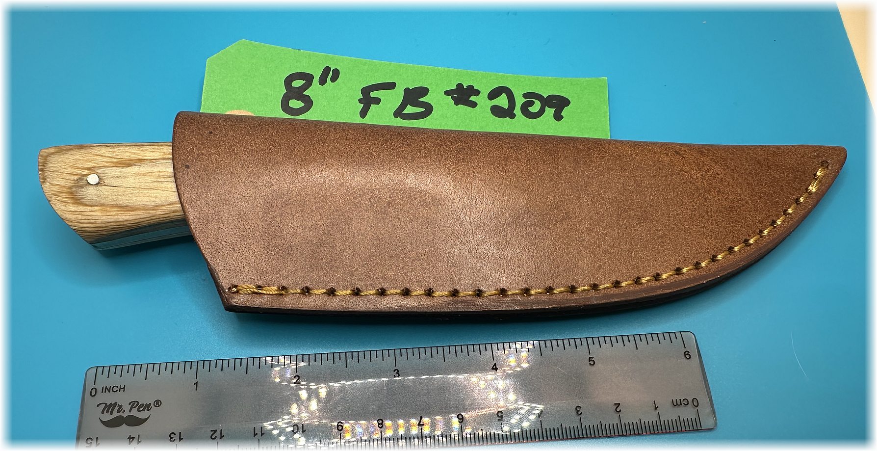 8" Bone and wood handle clipped blade Damascus steel knife -$42-ships free-(#209)