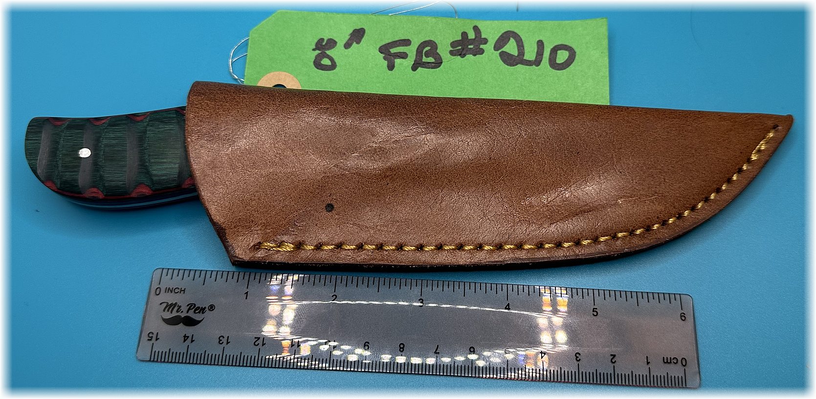 8" Bone and sculpted wood handle clipped drop blade Damascus steel knife -$42-ships free-(#210)