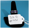 Size 8 red & blue inlaid ring on stainless steel band -$63-(#451)