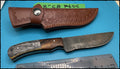 8" Fixed blade knife with composite layered ebony/ivory red wood-$39-ships free-(#605)