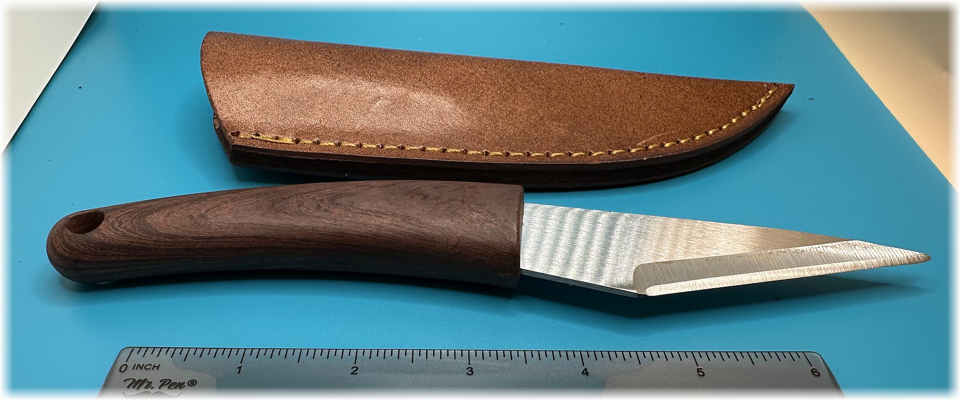 8" fixed blade knife with pruning blade & premium leather sheath -$27-ships free-(#205)