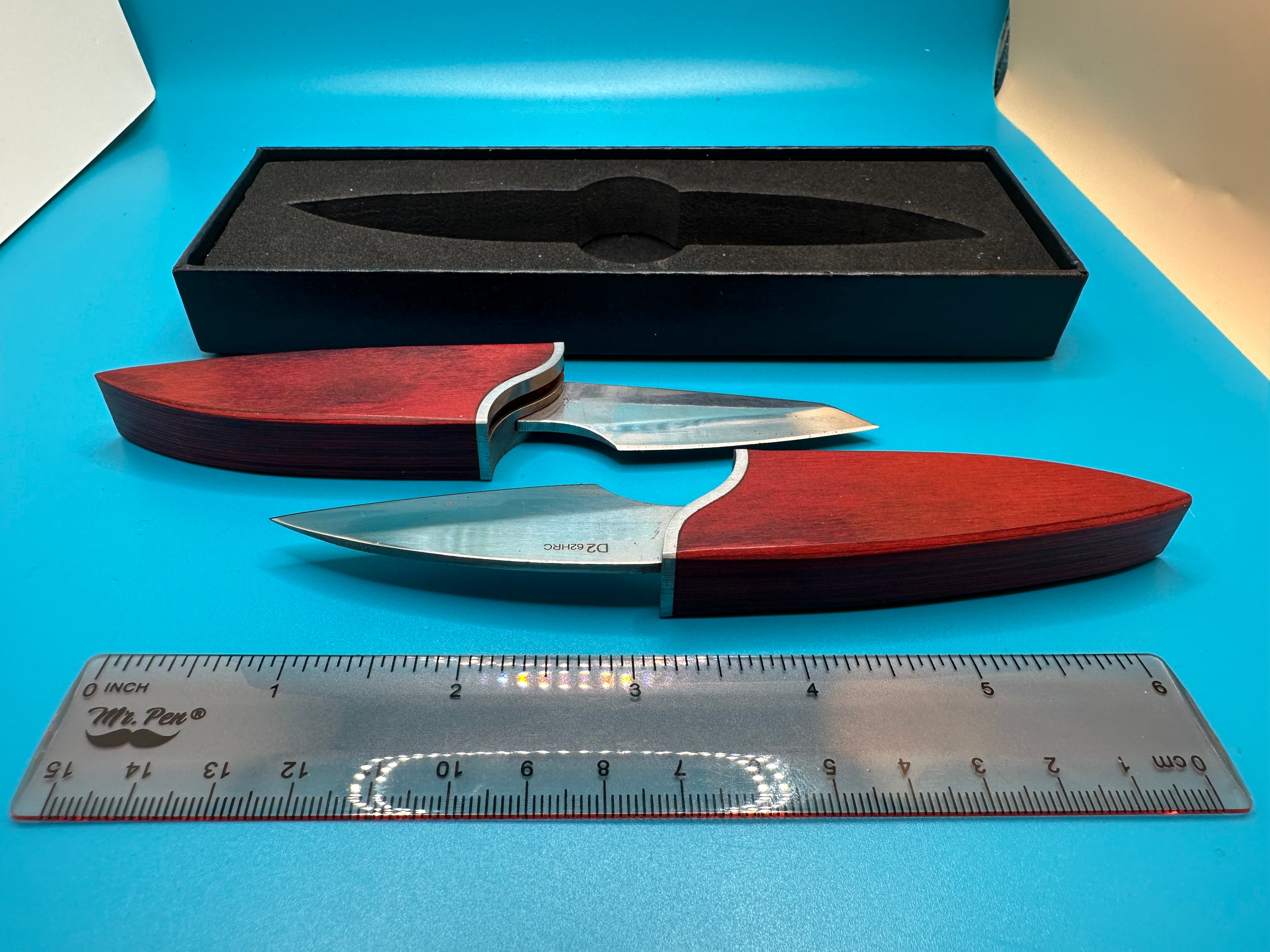 6" double blade knife with wood handles -$37-ships free-(#208)