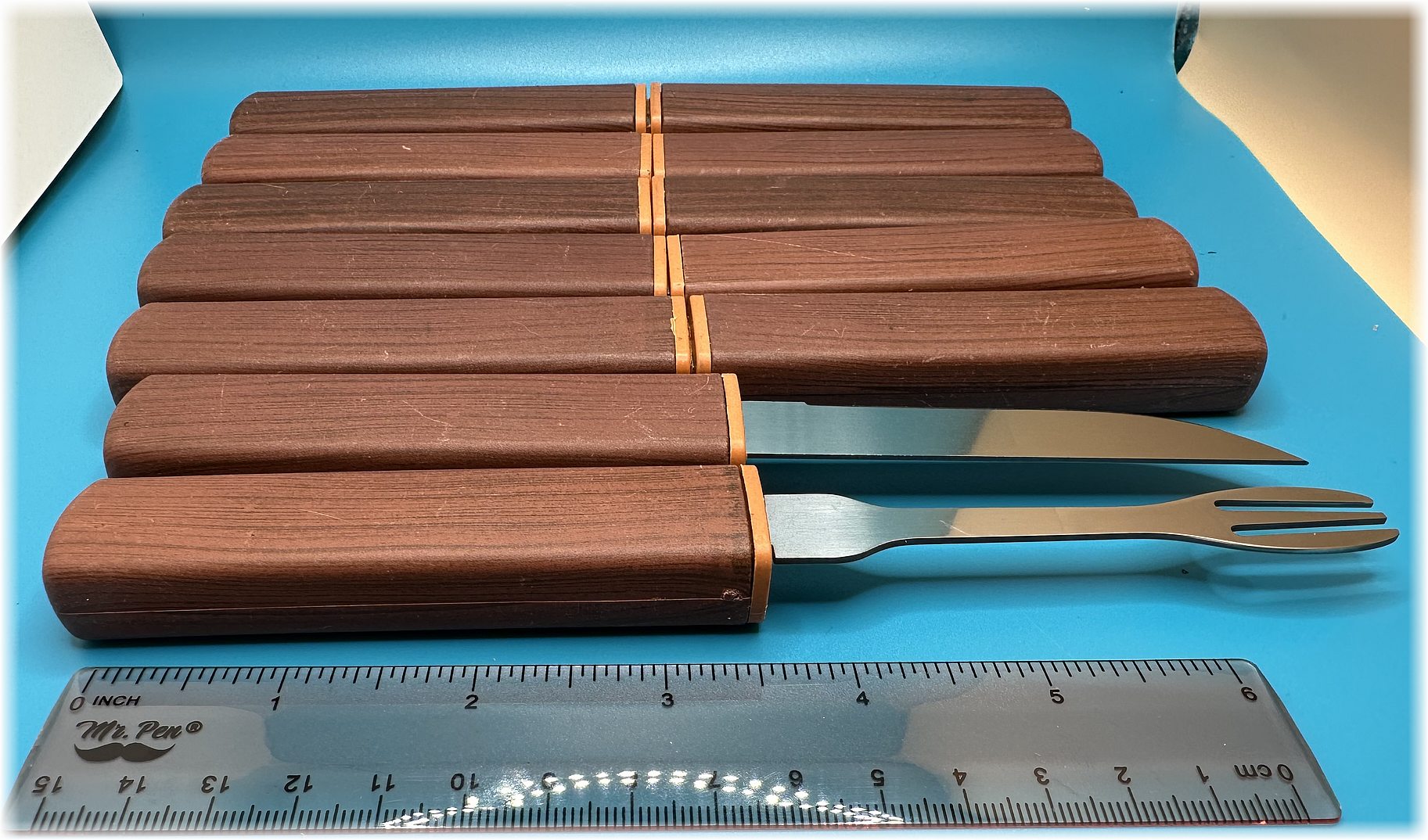 Six settings-Stainless steel and composite camping knife and forkset-6 sets total -$30-ships free (#206)