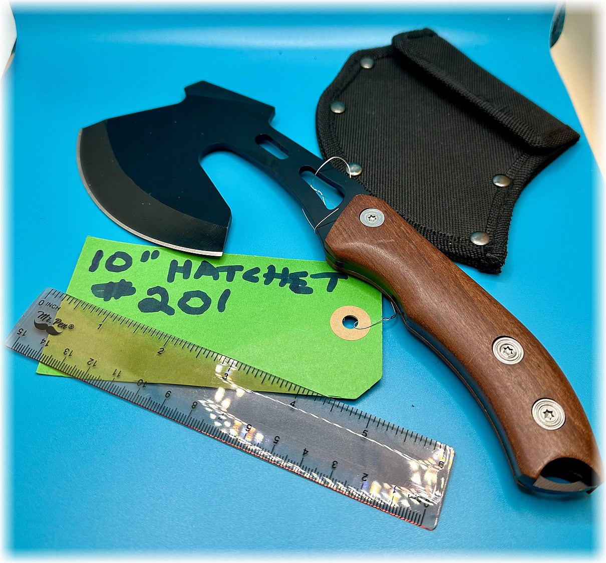 10" hatchet with sheath -$41-(#201)-ships free