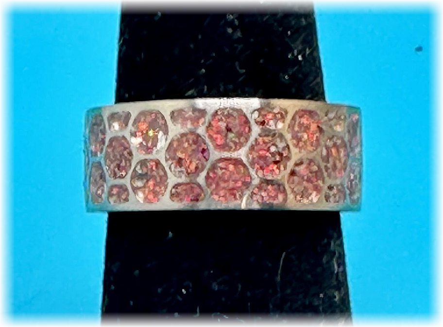 Red Opal Stainless Steel Ring - Durable Band for Men & Women (size 7) -$63.00 ships free-(#453)
