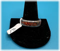 Orange opal inlaid ring on stainless steel band -$63-size 13-ships free-(#457)