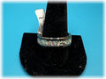 Fire Opal inlaid ring on onyx stainless steel band -size 12 1/2-$63-ships free-(602)