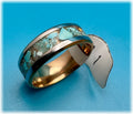 Turquoise inlay on stainless steel ring -size 11-  -$63- (ships free) (#455)