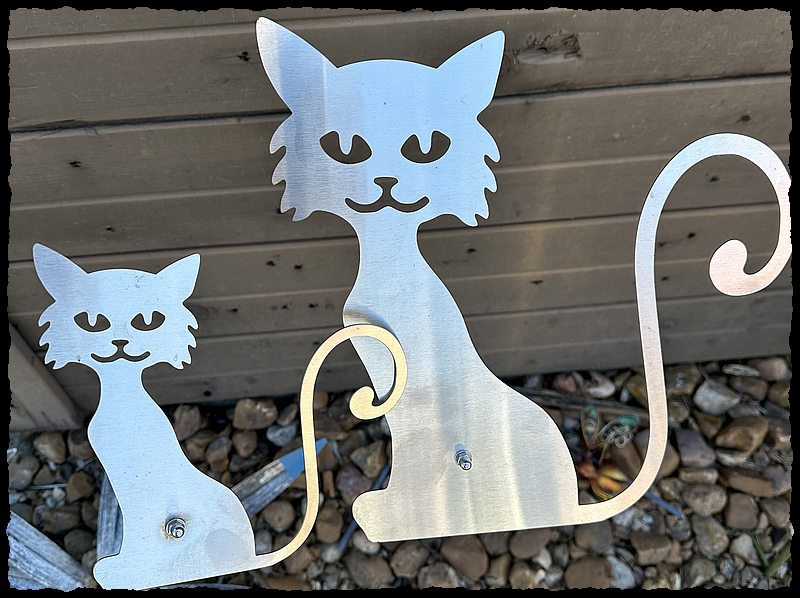 2-twin cats in 100% stainless steel-$85-ships free-(#802)